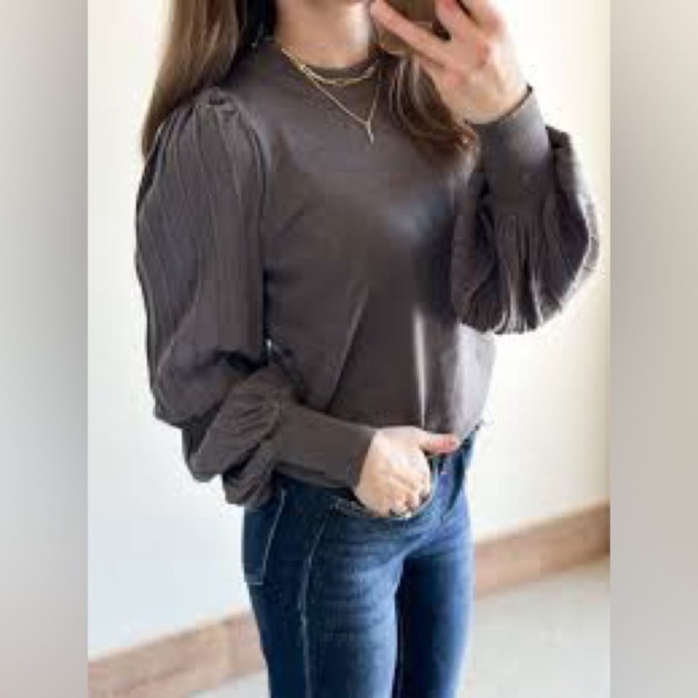 Joie Callum charcoal Puff Sleeve Top